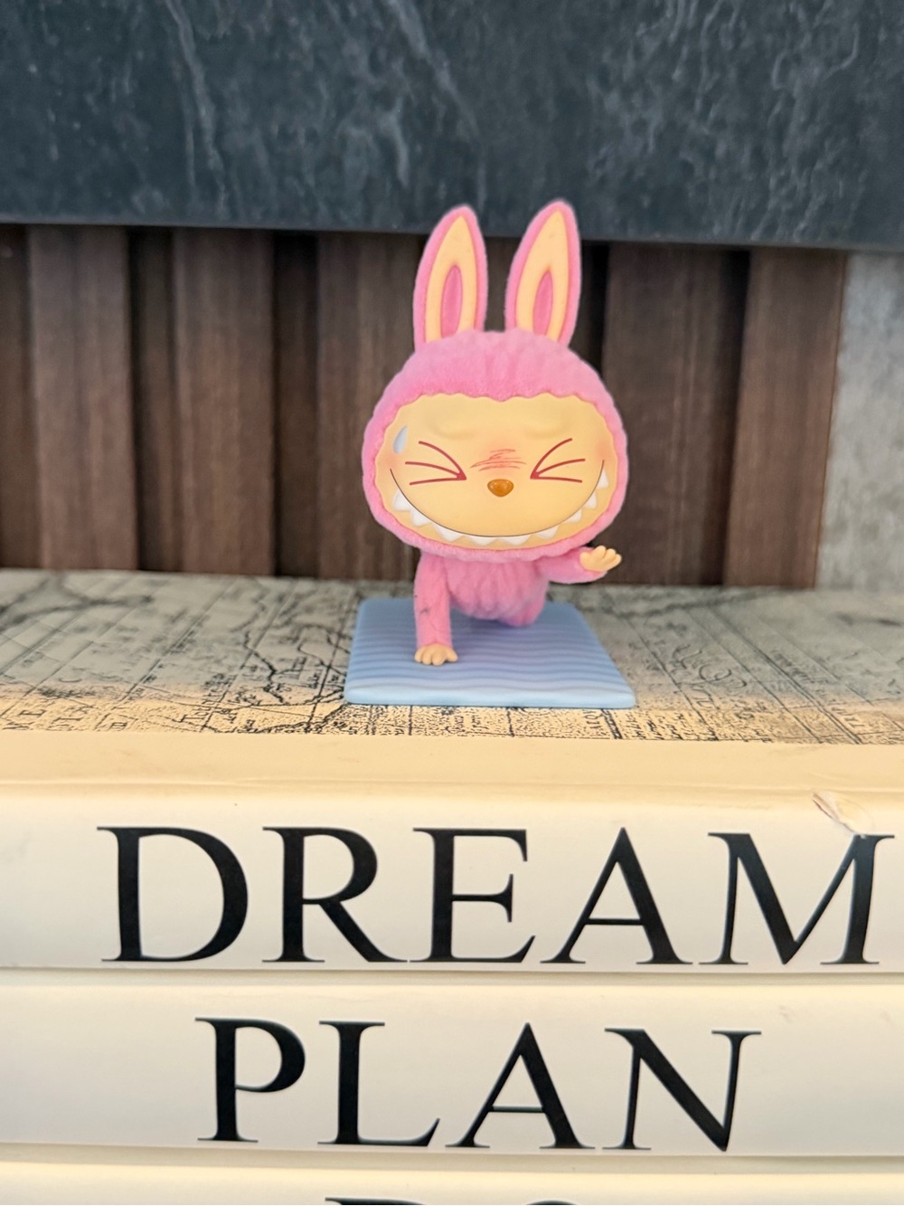 Authentic POP MART The Monsters Labubu Pink Bunny Yoga Vinyl Figure